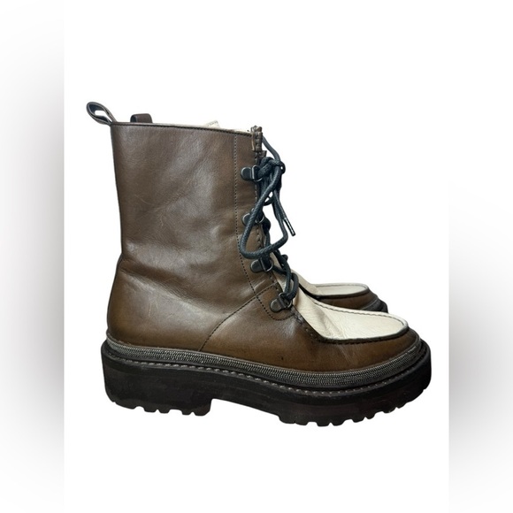 Brunello Cucinelli Leather Lace Up Combat Boots Size 36.5 or US 6.5 - Picture 2 of 12